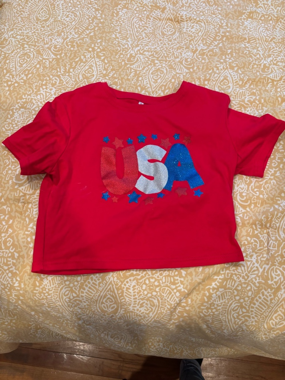 Red USA Cropped Tee